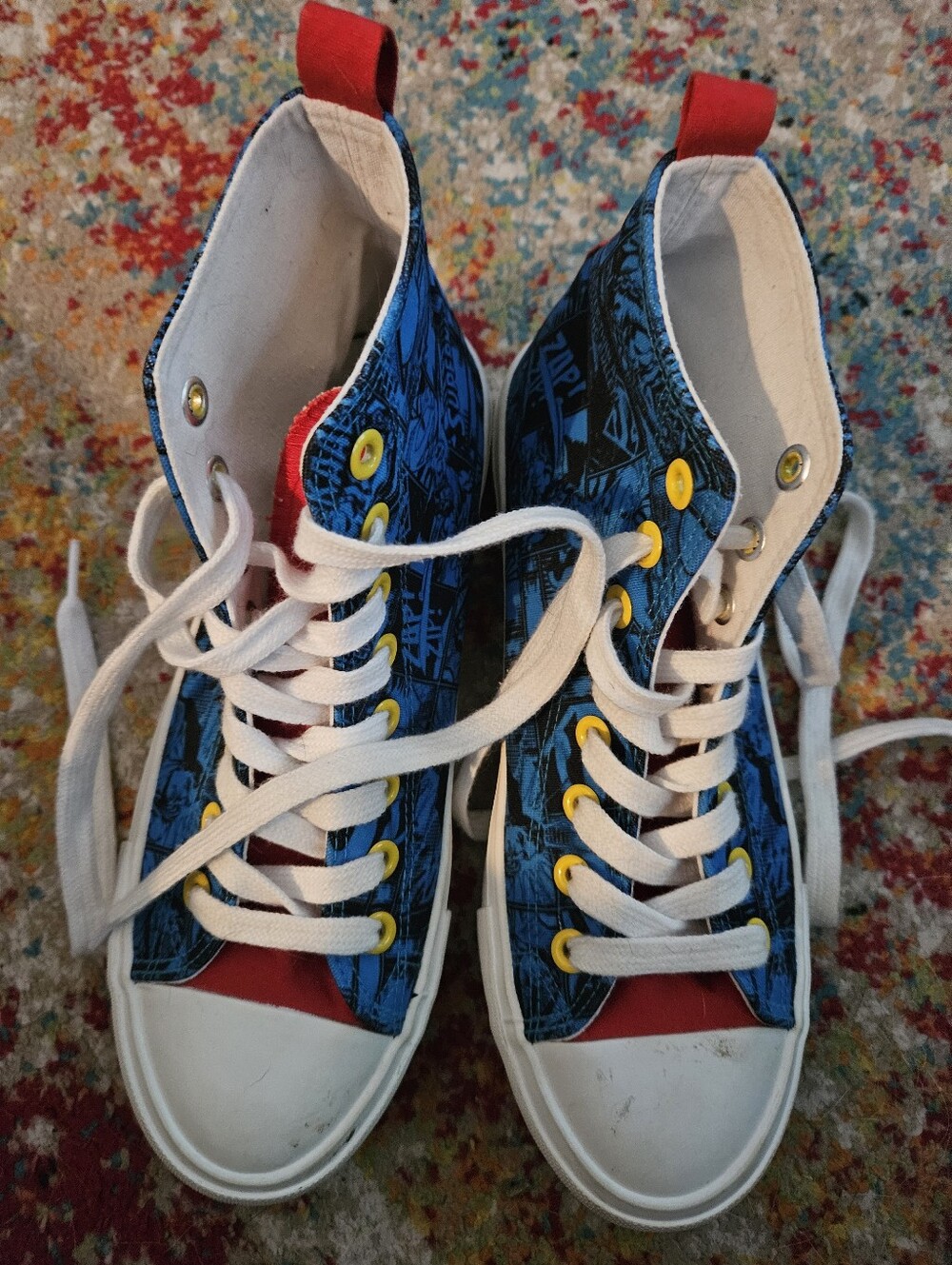 DC The Man Of Steel High Top Sneakers Size.9 Red And Blue